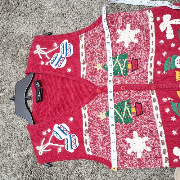 Vintage In Resource Christmas v-neck vest embroidered beaded sequins - S - Picture 5 of 6